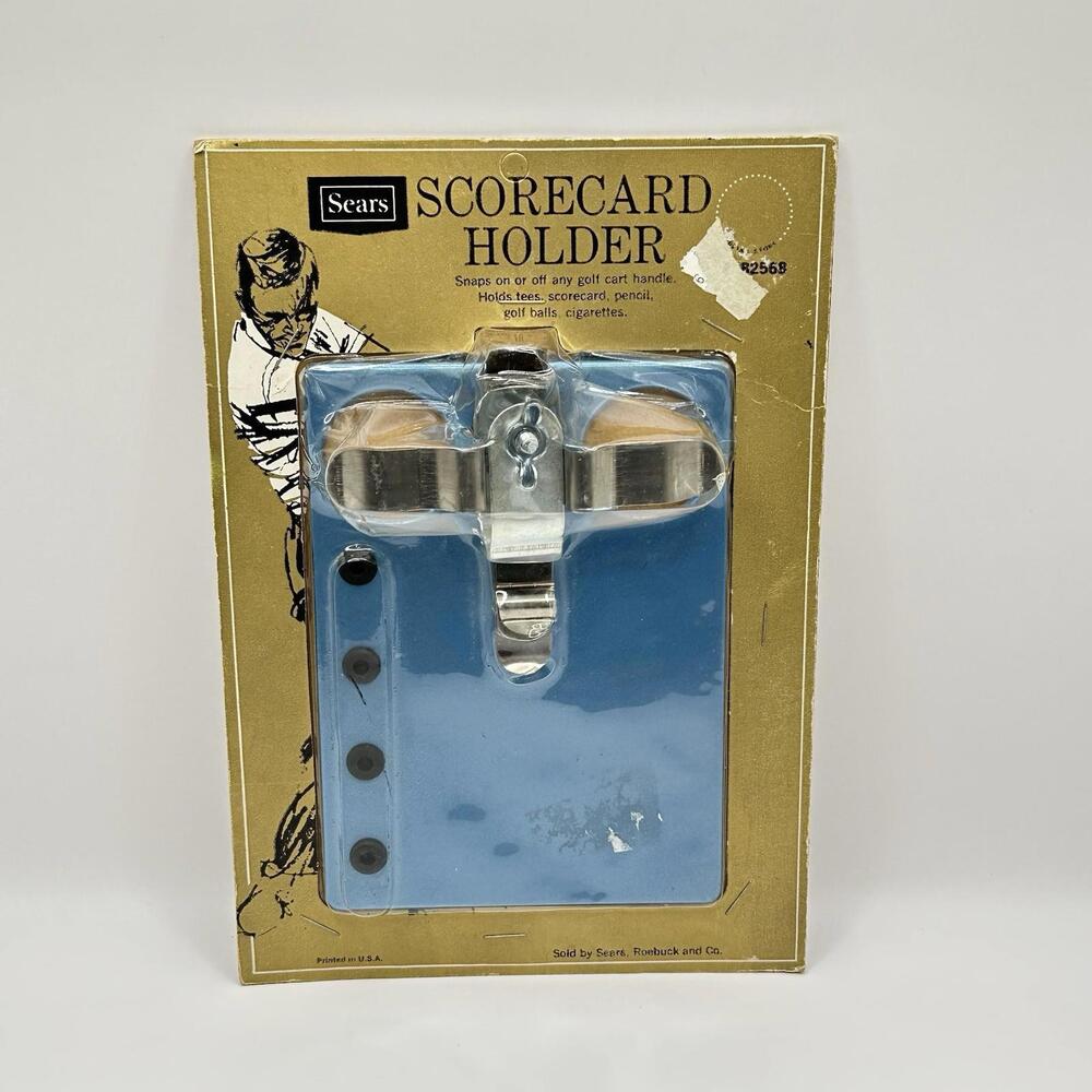 Vintage Sears Golf Score Card Holder Made In USA Snaps On Handle